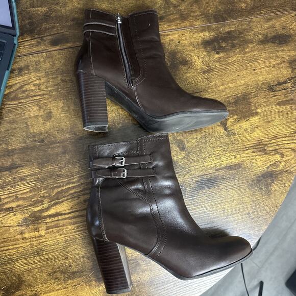 Marc Fisher Women's Kattie Ankle-Boots Dark Brown Leather Size 10 M - Picture 3 of 8